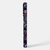  donkerblauw marineblauw rood wit paisley iPhone hoesje (Linkerkant)