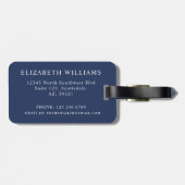 donkerblauw marineblauw wit polka dot bagagelabel (Achterkant horizontaal)