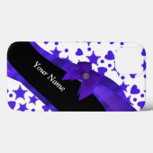 Donkerblauw meisjespatroon gepersonaliseerd Case-Mate iPhone case (Achterkant (horizontaal))
