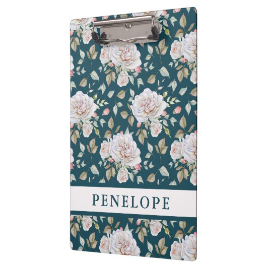 Donkerblauw met bloem en naam klembord (Links)