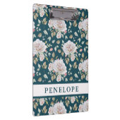 Donkerblauw met bloem en naam klembord (Rechts)