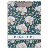 Donkerblauw met bloem en naam klembord (Voorkant)