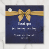 Donkerblauw met Gold Bow, aangepast Bedankjes Labels (Voorkant)