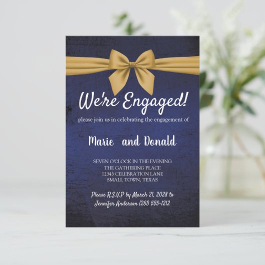 Donkerblauw met Gold Engagement Party (Staand voorkant)