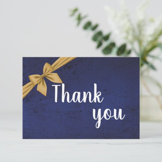 Donkerblauw met gouden baard bedankkaart (Staand voorkant)