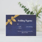 Donkerblauw met gouden baard RSVP kaartje (Staand voorkant)