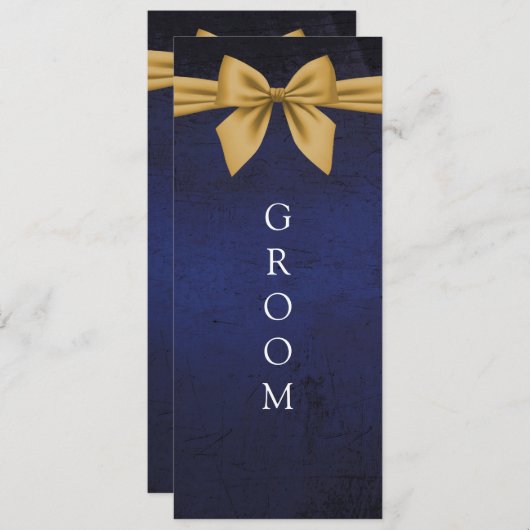 Donkerblauw met gouden boog gereserveerd stoelteke menu (Voorkant / Achterkant)