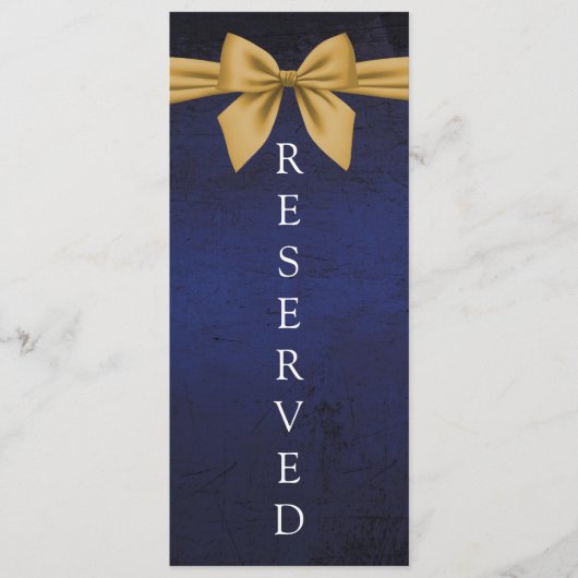 Donkerblauw met gouden boog gereserveerd stoelteke menu (Voorkant)