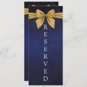 Donkerblauw met gouden boog gereserveerd stoelteke menu (Voorkant / Achterkant)