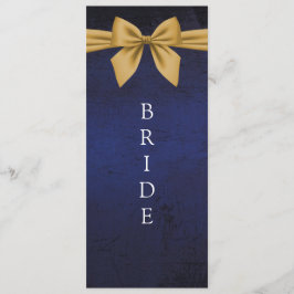 Donkerblauw met gouden boog gereserveerd stoelteke menu