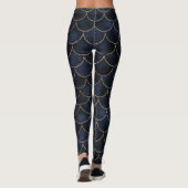 Donkerblauw met Gouden Schalen Gepersonaliseerde Z Leggings (Achterkant)