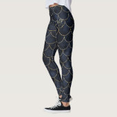 Donkerblauw met Gouden Schalen Gepersonaliseerde Z Leggings (Links)