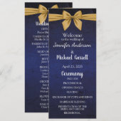 Donkerblauw met gouden strik programmakaart (Voorkant / Achterkant)