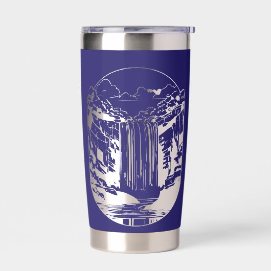 Donkerblauw met negatief ruimtewater Herfst Geïsoleerde Drinkbeker (Links)