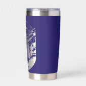 Donkerblauw met negatief ruimtewater Herfst Geïsoleerde Drinkbeker (Achterkant)