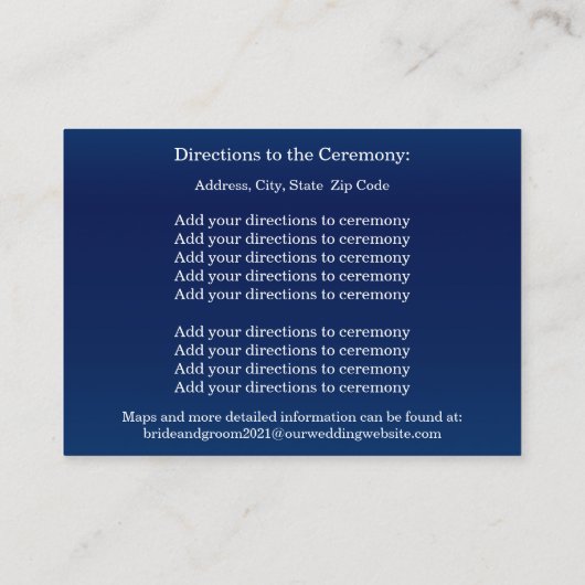 Donkerblauw met Oranje Rozen - Richtingen Informatiekaartje (Achterkant)