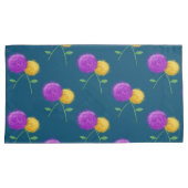 Donkerblauw met Paarse en gele bloem Kussensloop (Voorkant-Rechts)