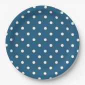 Donkerblauw met pooldots papieren bordje (Voorkant)