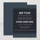 Donkerblauw met Stippen "Van naar college" uitnodi Kaart (Voorkant / Achterkant)