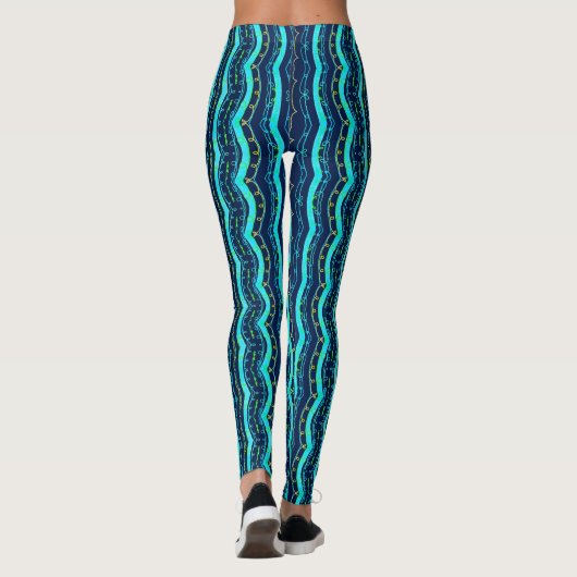 Donkerblauw met turkoois leggings (Achterkant)