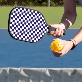 Donkerblauw met wit vierkant patroon pickleball paddle