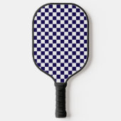 Donkerblauw met wit vierkant patroon pickleball paddle (Voorkant)