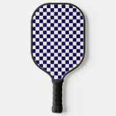 Donkerblauw met wit vierkant patroon pickleball paddle (Achterkant)