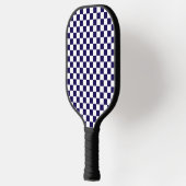 Donkerblauw met wit vierkant patroon pickleball paddle (Links)