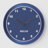 Donkerblauw met witte accenten grote klok (Voorkant)