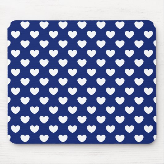 Donkerblauw met witte pols dot patroon muismat (Voorkant)