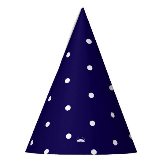 Donkerblauw met witte puntstijl feesthoedjes (Links)
