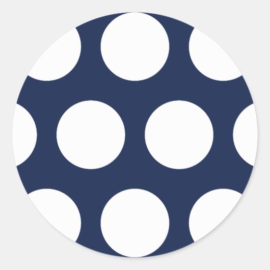 Donkerblauw met witte Stippen Ronde Sticker (Voorkant)