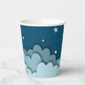 Donkerblauw met wolken en sterren Baby shower Papieren Bekers (Links)