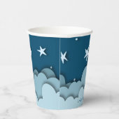 Donkerblauw met wolken en sterren Baby shower Papieren Bekers (Rechts)