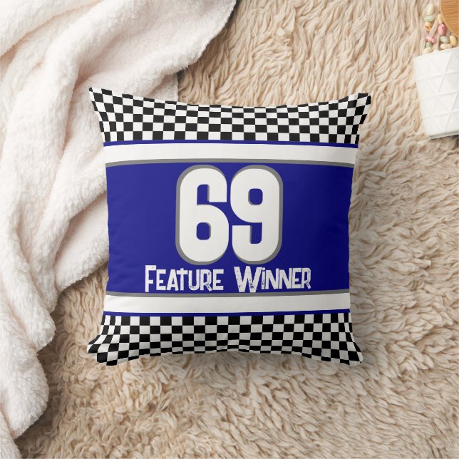 Donkerblauw met zwarte en witte cheque sport kussen (Deken)