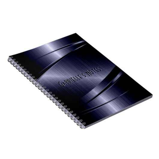 Donkerblauw metallisch ontwerp Roestvrij staal Notitieboek (Rechterzijde)
