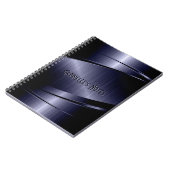 Donkerblauw metallisch ontwerp Roestvrij staal Notitieboek (Linkerzijde)