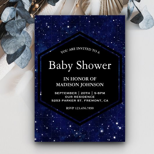 Donkerblauw Midnight Starry Sky Baby shower Kaart