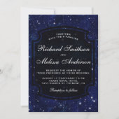 Donkerblauw Midnight Starry Sky bruiloft uitnodigi Kaart (Voorkant)