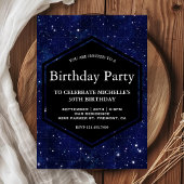 Donkerblauw Midnight Starry Sky Verjaardagsfeest Kaart