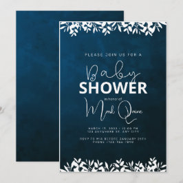 Donkerblauw minimalistisch Baby shower Kaart