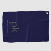 Donkerblauw Minimalistische Monogram Initialen Golfhanddoek (Horizontaal)