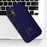 Donkerblauw modern minimalistisch eenvoudig monogr Case-Mate iPhone case<br><div class="desc">Donkerblauw Modern minimalistisch Eenvoudig Monogram iPhone 11 Hoesje</div>