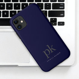 Donkerblauw modern minimalistisch eenvoudig monogr Case-Mate iPhone case