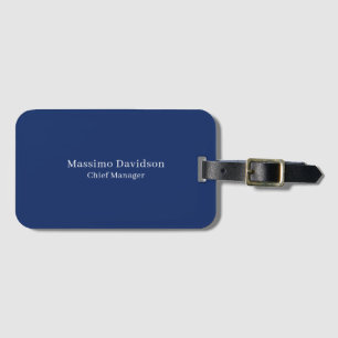 Donkerblauw Modern Minimalistisch Eenvoudig Serif Bagagelabel