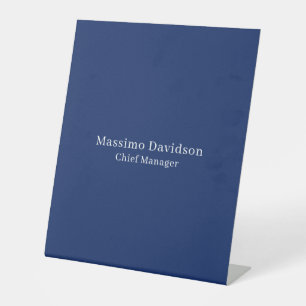 Donkerblauw Modern Minimalistisch Eenvoudig Serif Reclamebord Met Voetstuk