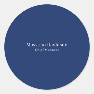 Donkerblauw Modern Minimalistisch Eenvoudig Serif  Ronde Sticker