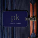Donkerblauw modern minimalistisch monogram bagagelabel<br><div class="desc">Donkerblauw modern minimalistisch monogram bagagelabel</div>