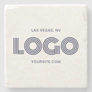 Donkerblauw Modern Rechthoekig Logo Promo Stenen Onderzetter