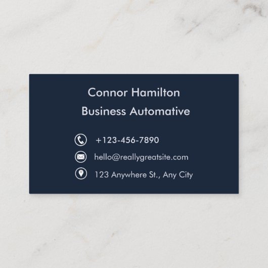 Donkerblauw Modern Visitekaartje (Achterkant)